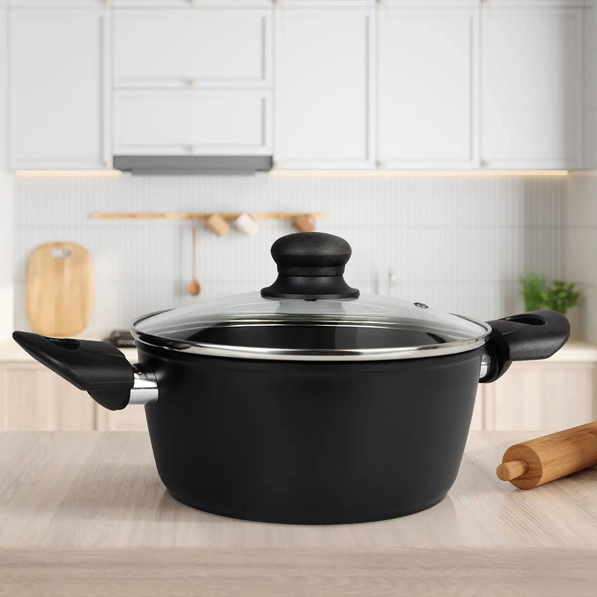 Kochtopf-Aluguss 2,5 Ltr. Ø 20 cm mit Glasdeckel