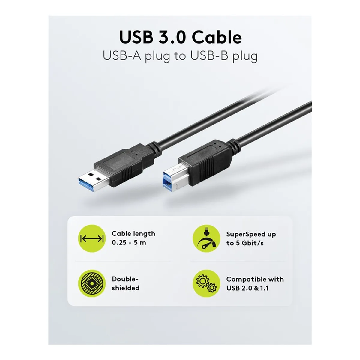 Goobay USB 3.0 Anschlusskabel, Typ A/B, 3,0 m