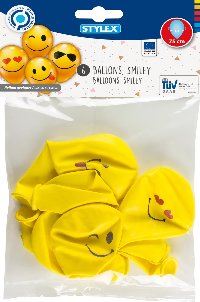 Stylex Luftballons, Smiley, 6er Beutel