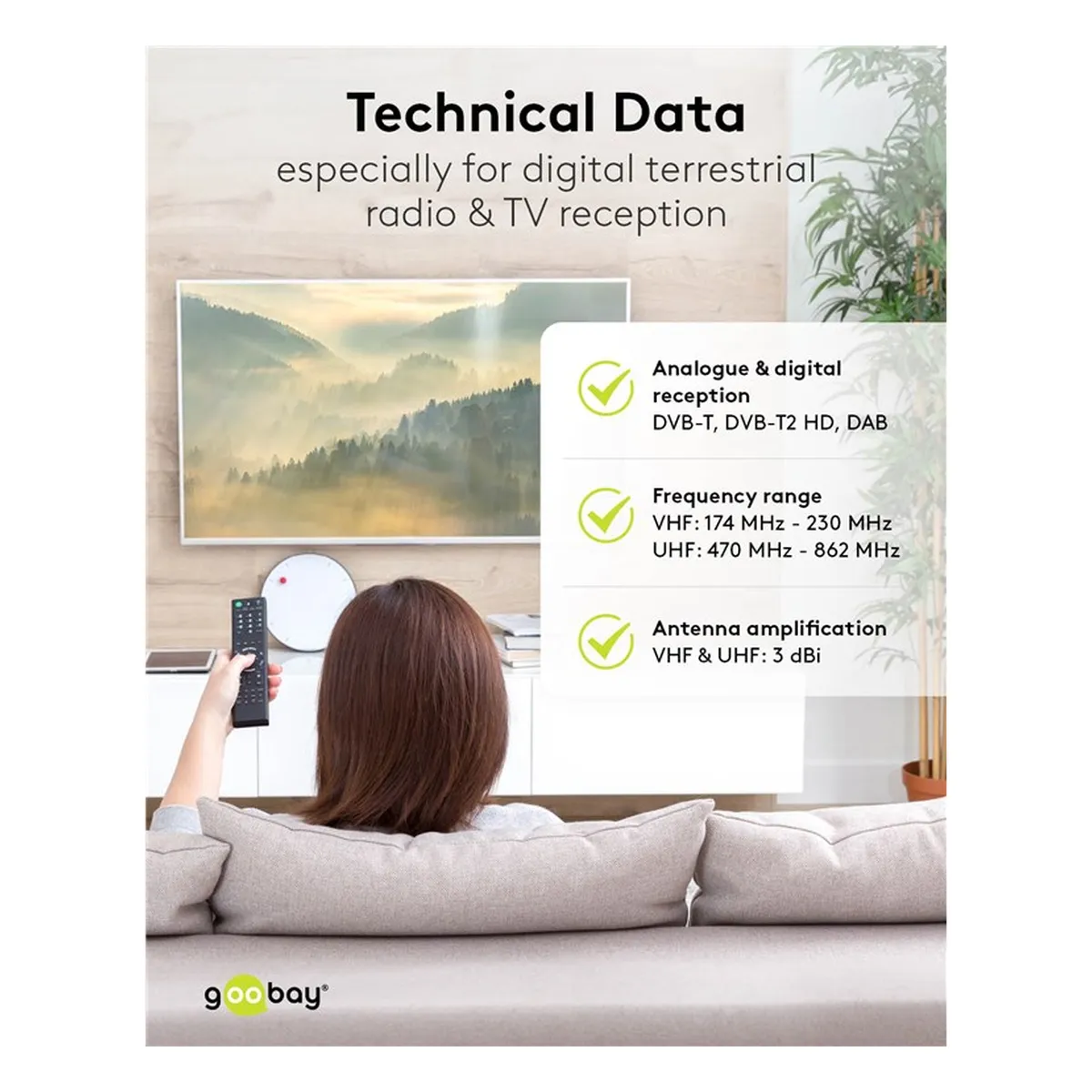 Goobay Passive DVB-T2 (HD) Mini-Magnetantenne