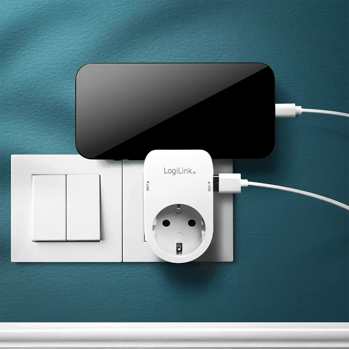 Adapterstecker mit Smartphone-Ablagefläche, USB 17W
