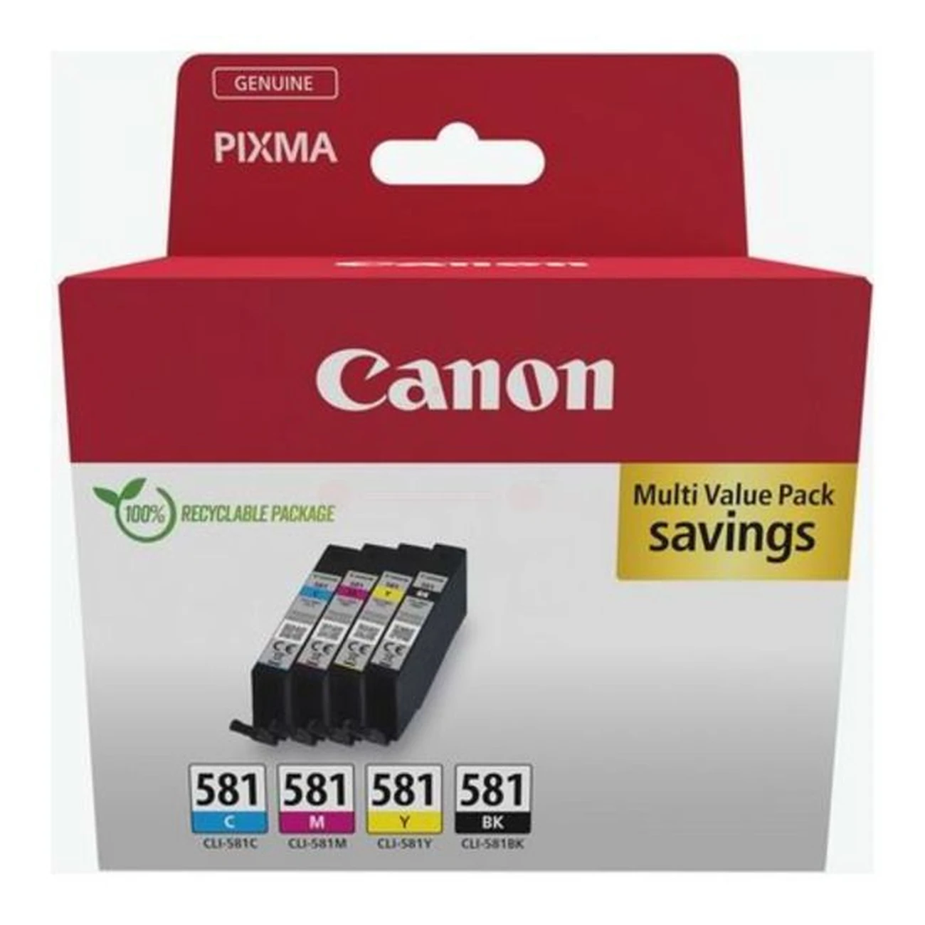 Druckerpatronen MultiPack Canon CLI-581 schwarz cyan magenta gelb 5,6 ml | 200/259/223/259 Seiten (2103C007)