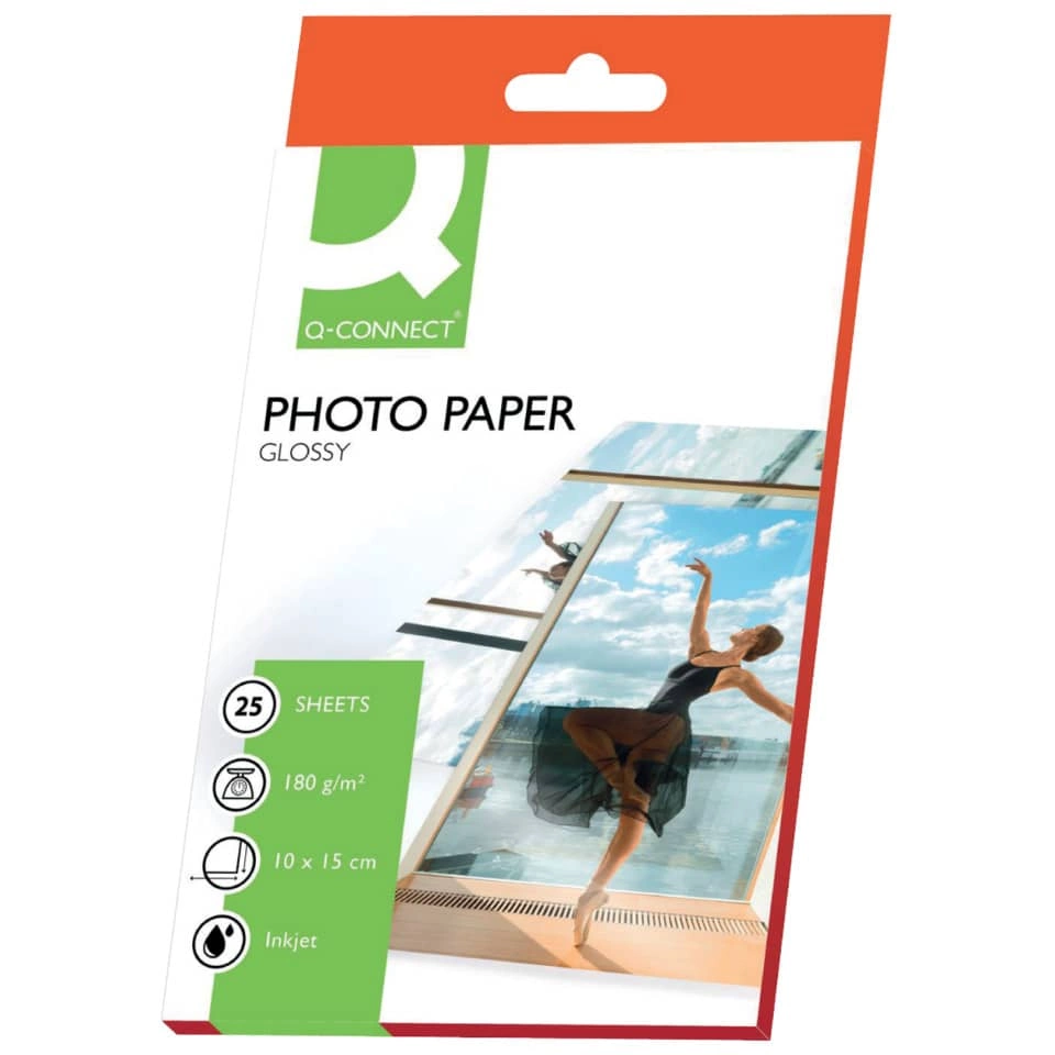 Q-Connect Inkjet-Photopapiere - 10x15 cm, hochglänzend, 180 g/qm, 25 Blatt