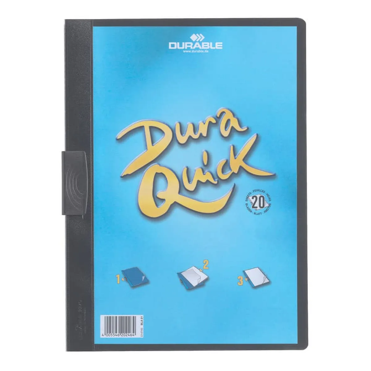 Durable Klemm-Mappe DURAQUICK® - Weich-/Hartfolie, 20 Blatt, transparent/schwarz