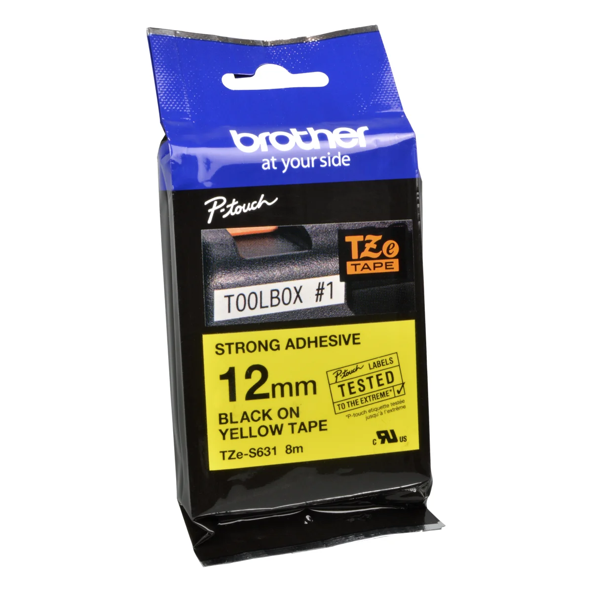 Brother P-Touch Band TZe-S631  schwarz auf gelb  12mm / 8m  laminiert extra stark