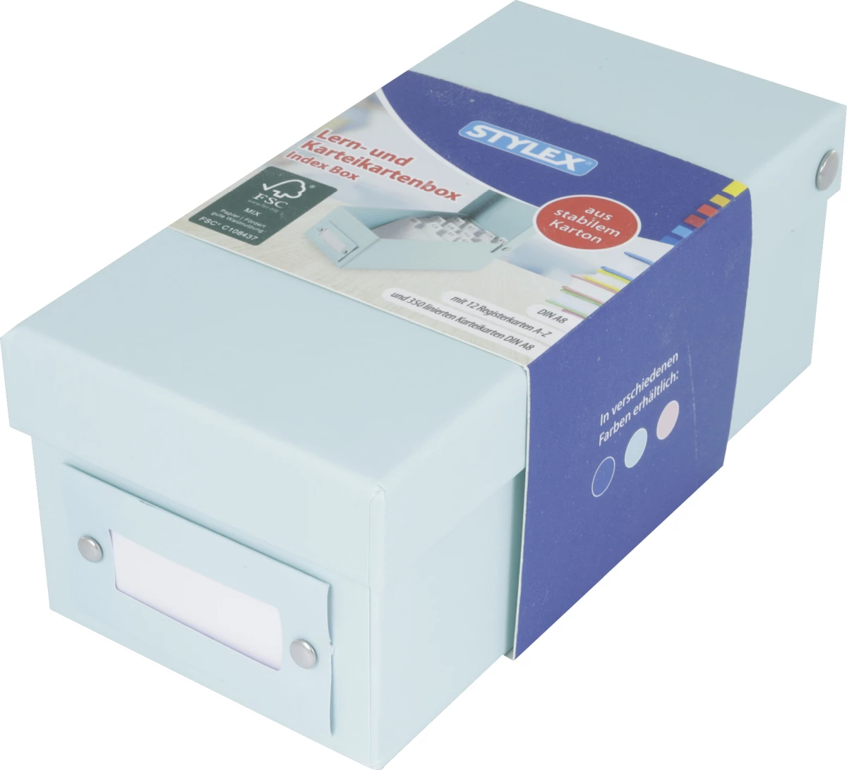 Stylex Lernbox, DIN A8, mit 12 Registern und Karteikarten