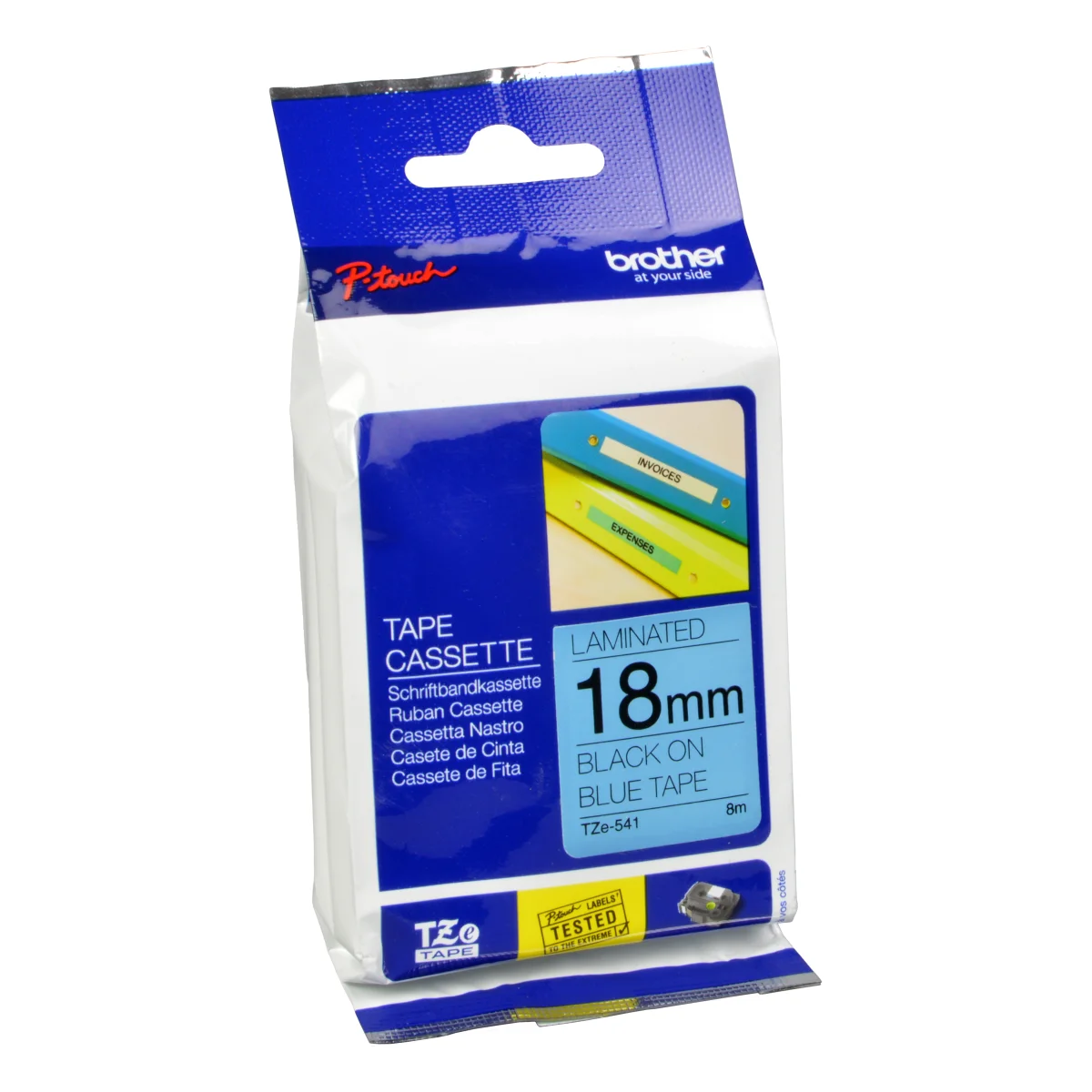 Brother P-Touch Band TZe-541  schwarz auf blau  18mm / 8m  laminiert