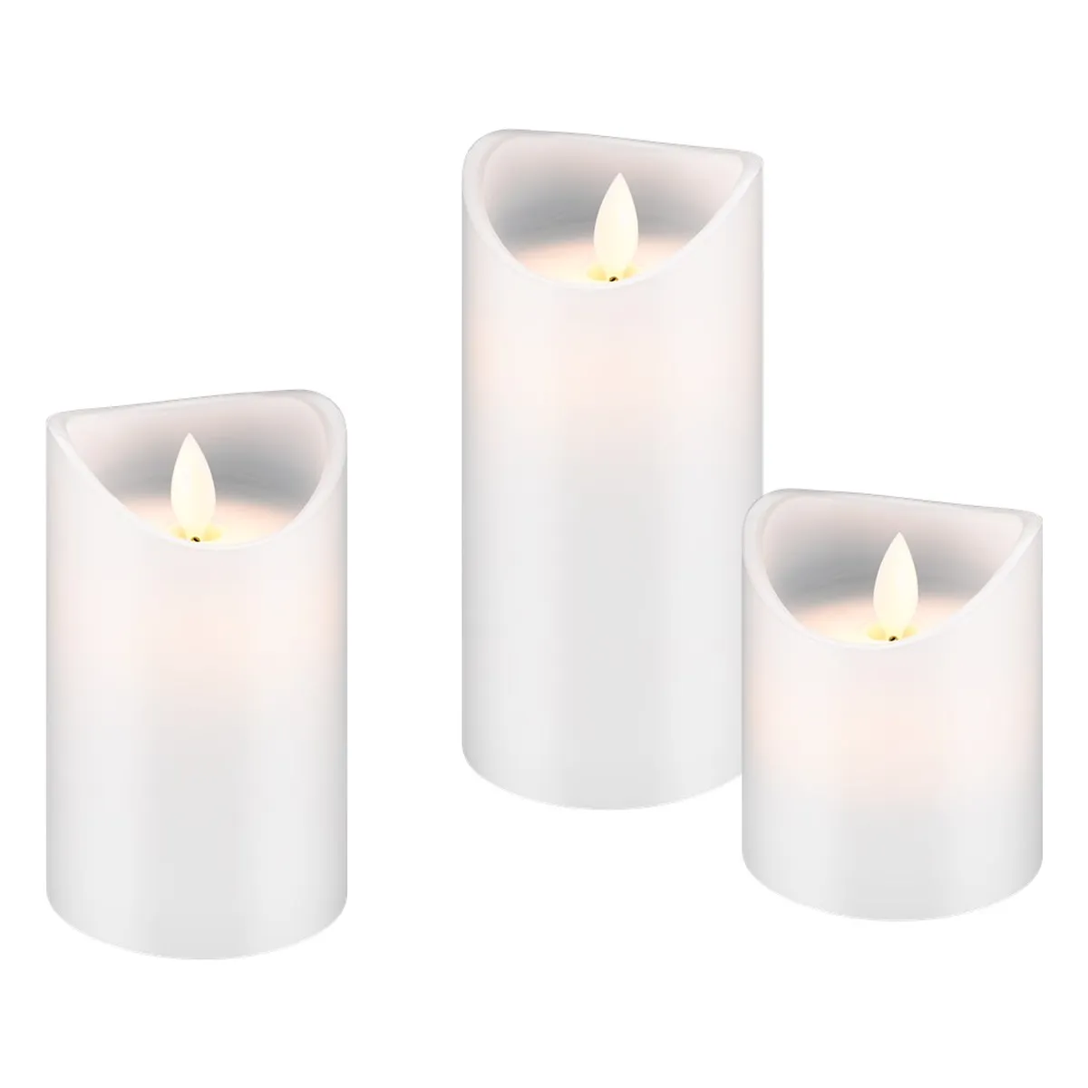 Goobay 3er Set LED Echtwachs-Kerzen, weiß