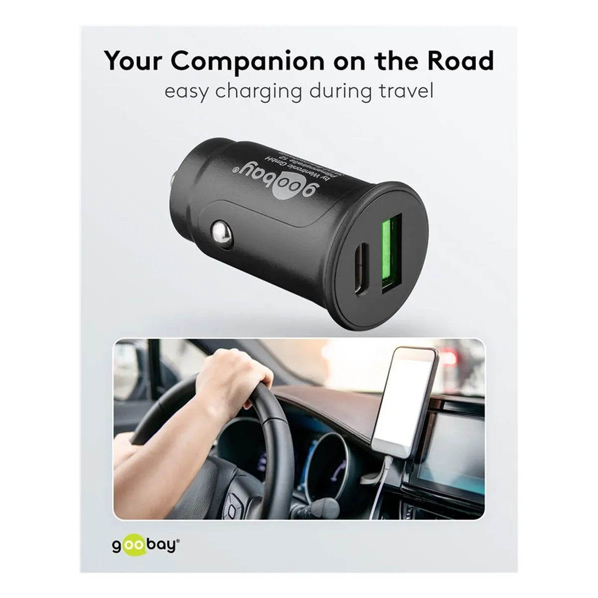 Goobay Dual-USB Auto Schnellladegerät USB-C™ PD (Power Delivery)