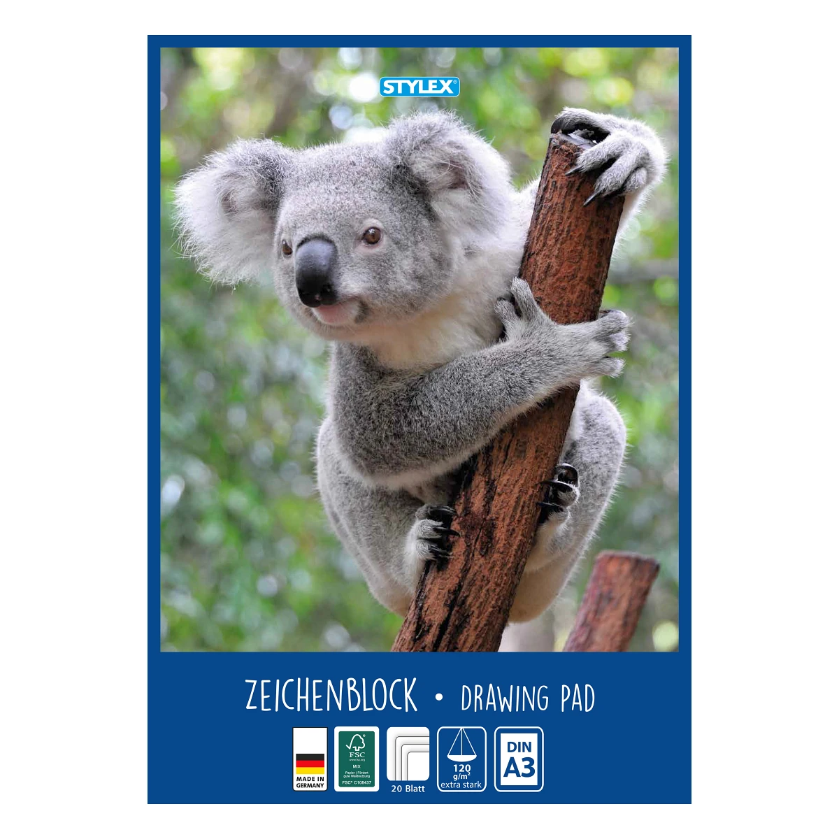 Stylex Zeichenblock, DIN A3, 20 Blatt, 120g, FSC