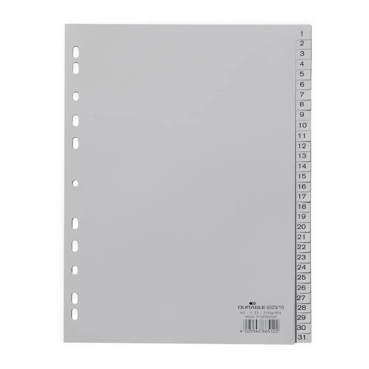 Durable Zahlenregister - PP, 1 - 31, grau, A4, 31 Blatt