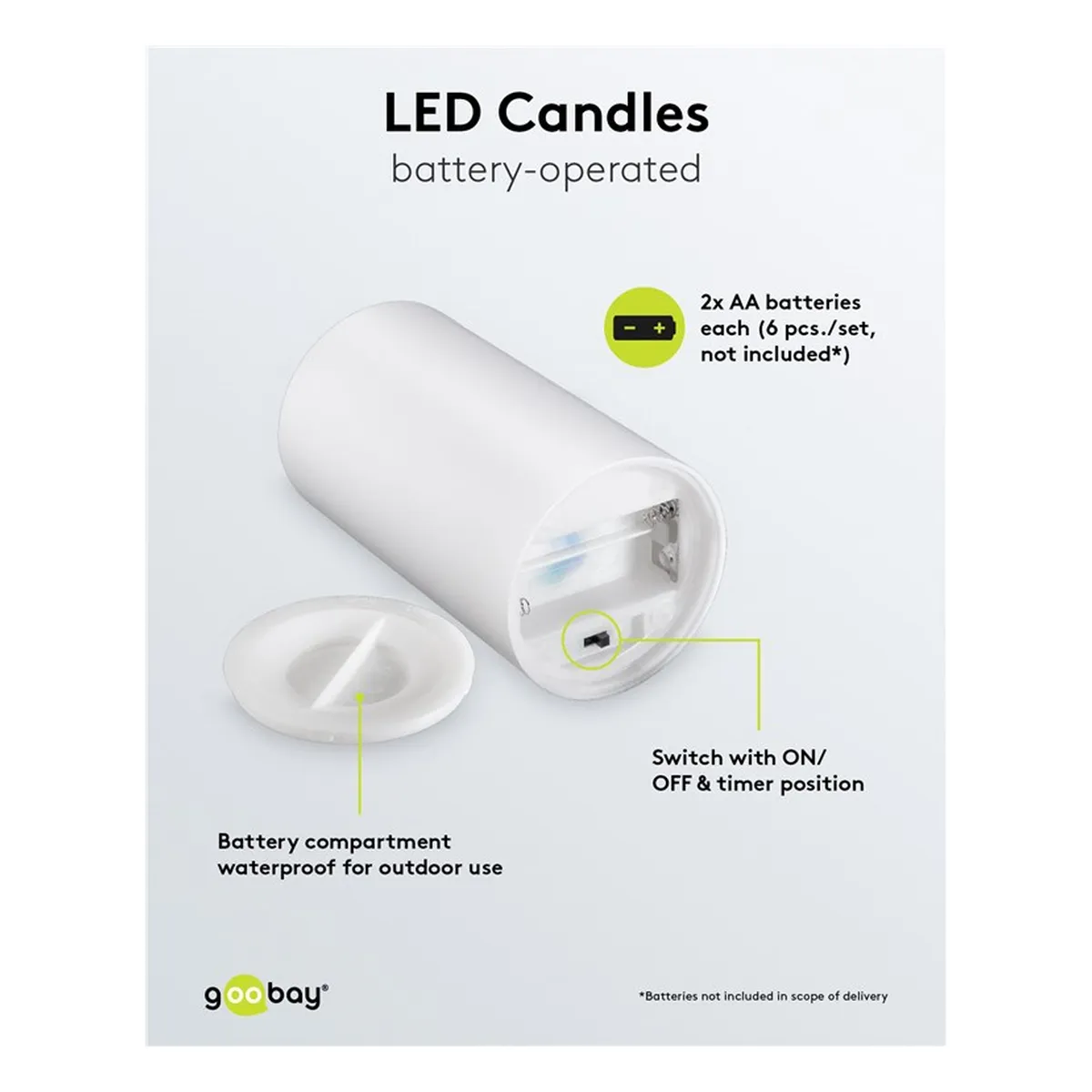 Goobay 3er-Set LED-Kerzen “Outdoor“