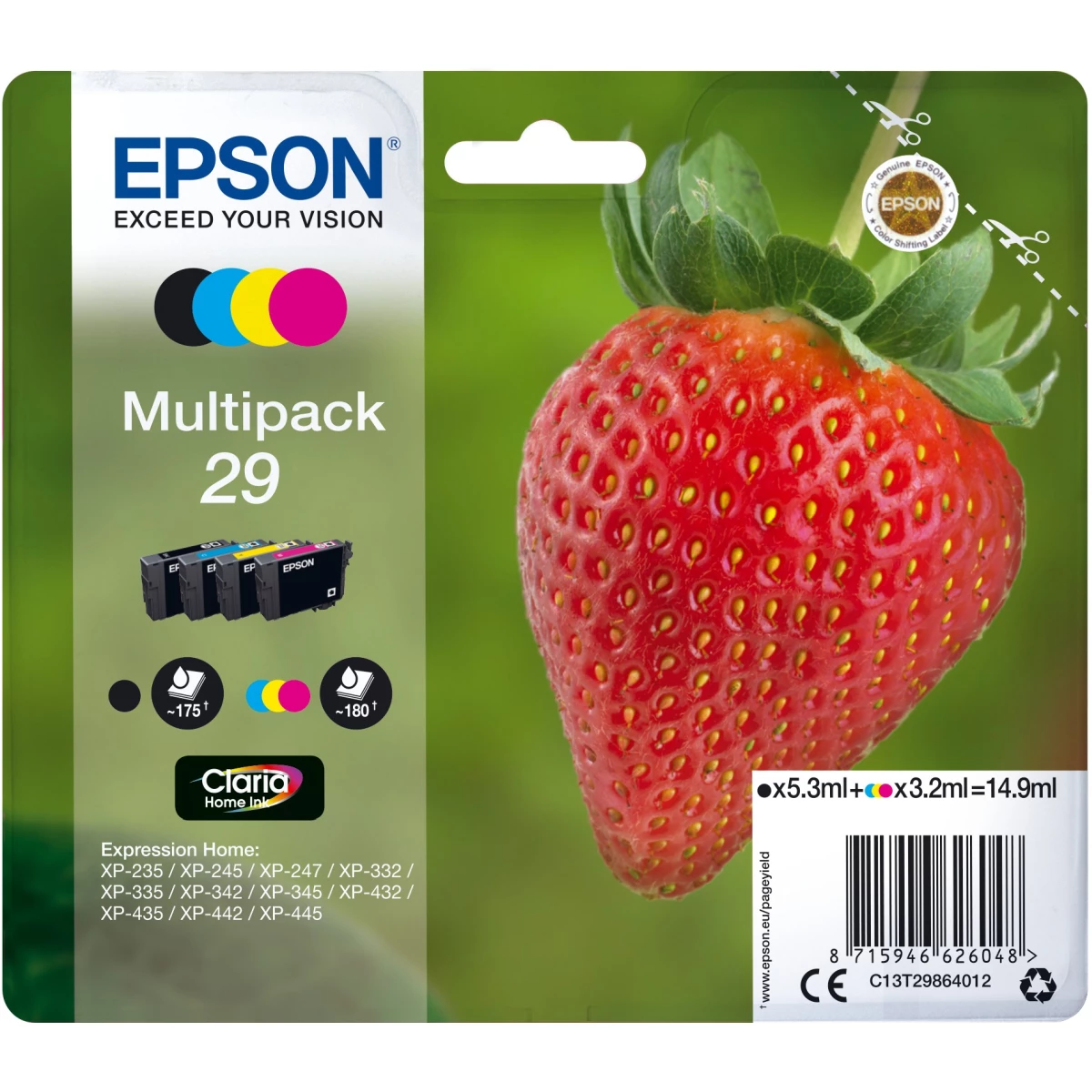 Druckerpatronen MultiPack Epson 29 schwarz cyan magenta gelb (C13T29864020)