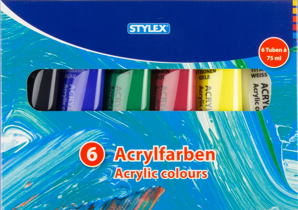 Acrylfarbe, 6 Tuben à 75 ml