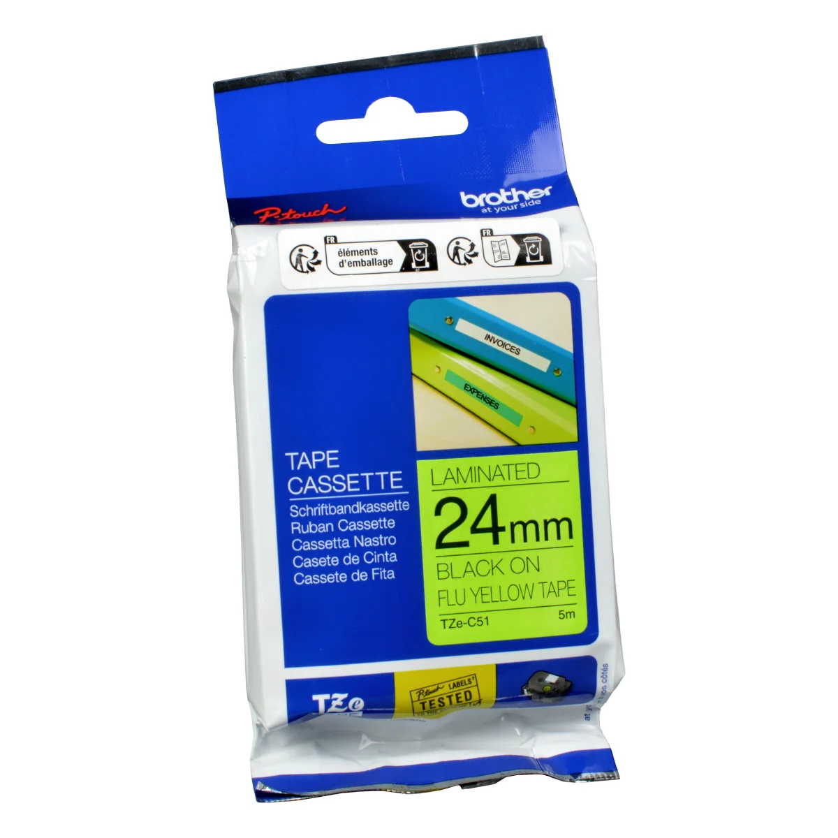 Brother P-Touch Band TZe-C51  schwarz auf signal gelb  24mm / 5m  laminiert