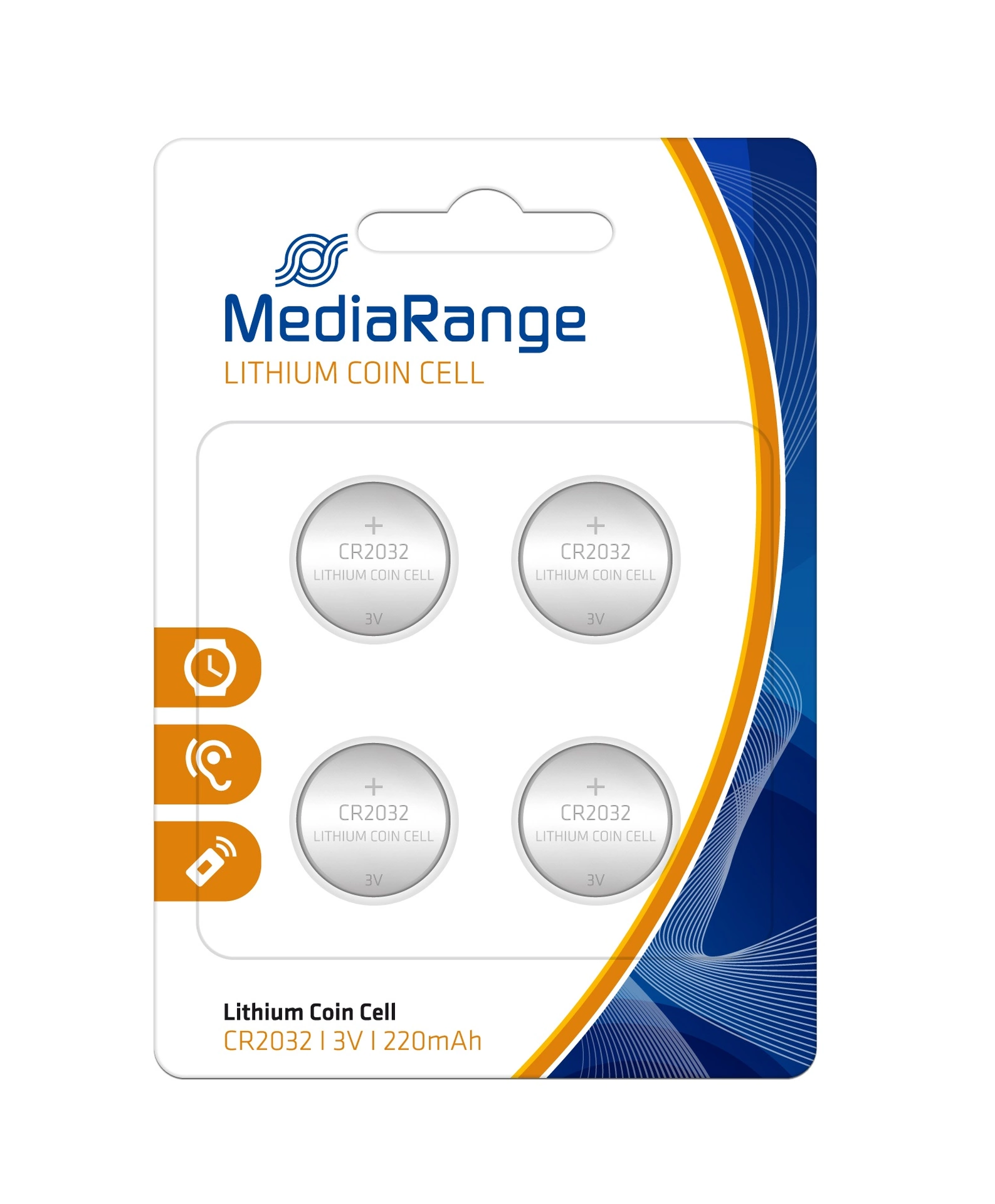 MediaRange Knopfzelle 'CR2032', 3V, 4 Stück