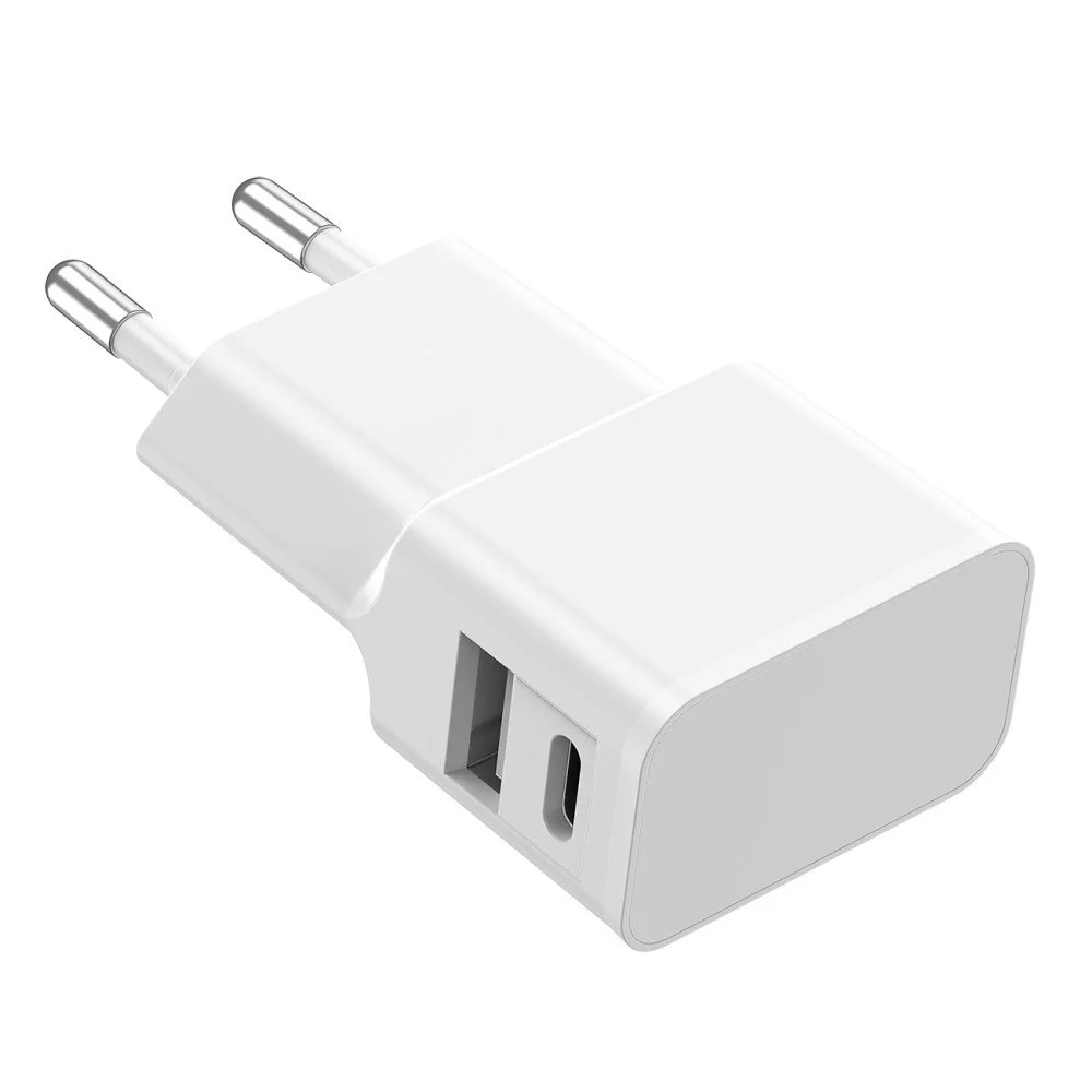 Fontastic Universal Netzteil Dubi, 1x USB-A + 1x Typ-C, 12W | 5V / 2.4A, kompaktes Design, weiß