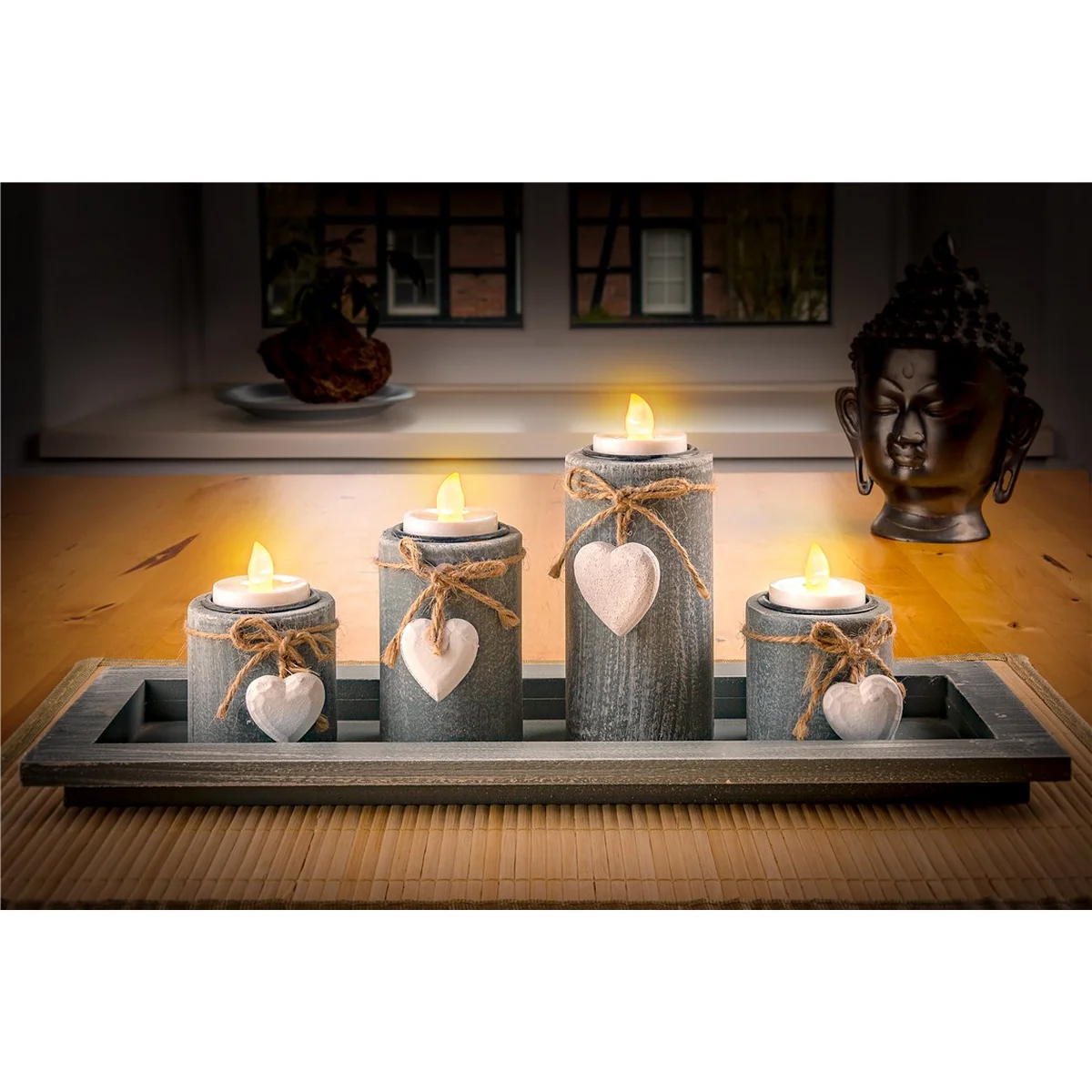 Goobay 4er-Set LED-Teelichter mit Timer, weiß