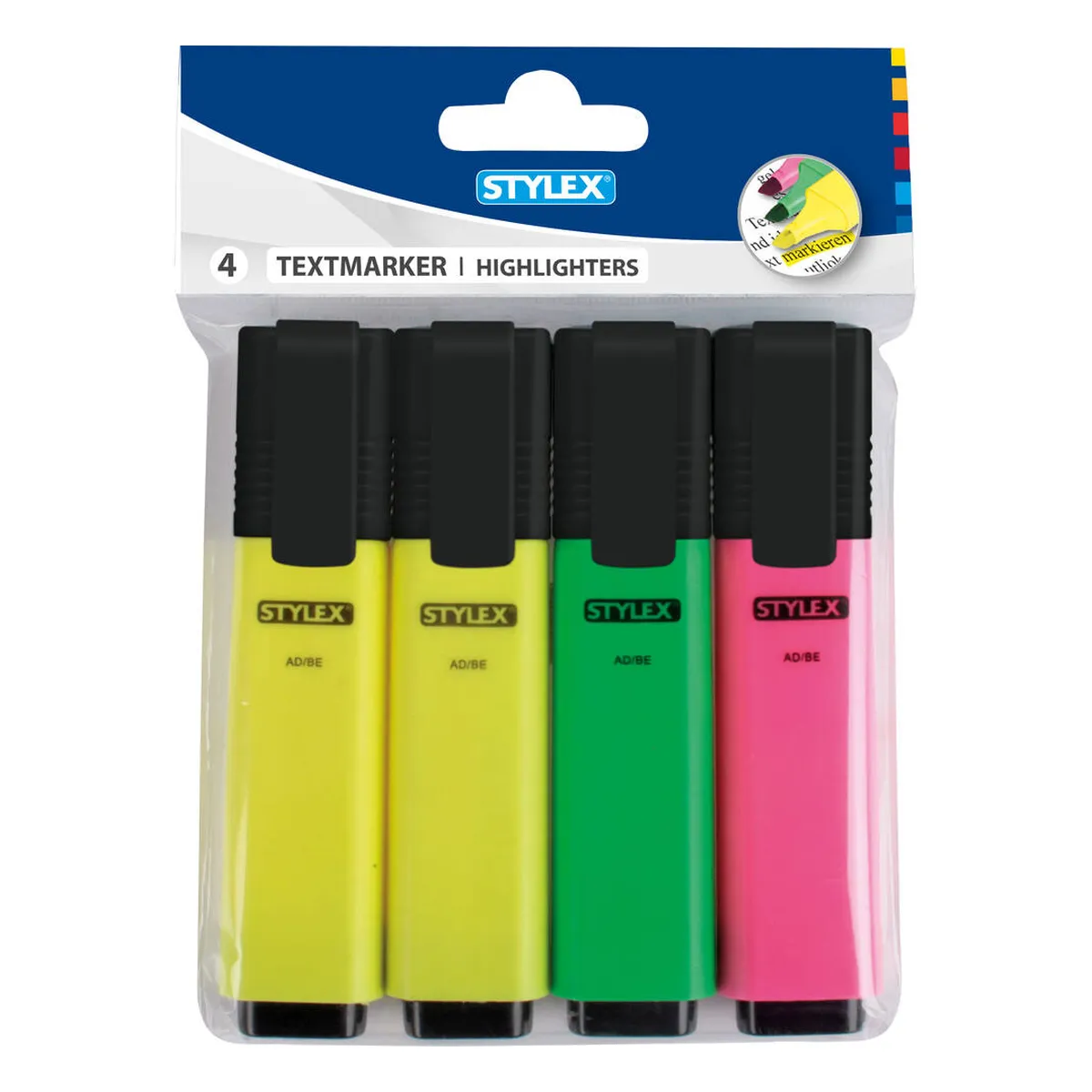 Stylex Textmarker flach 4 Stück