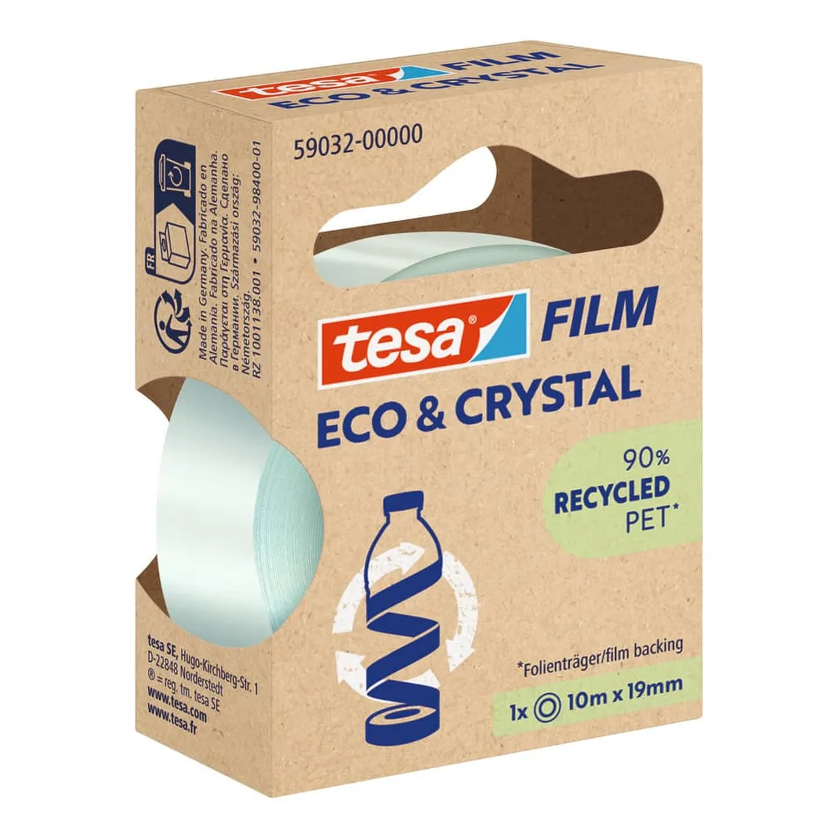 tesa® Klebefilm PET Eco & Crystal - 19mm x 10m, kristallklar