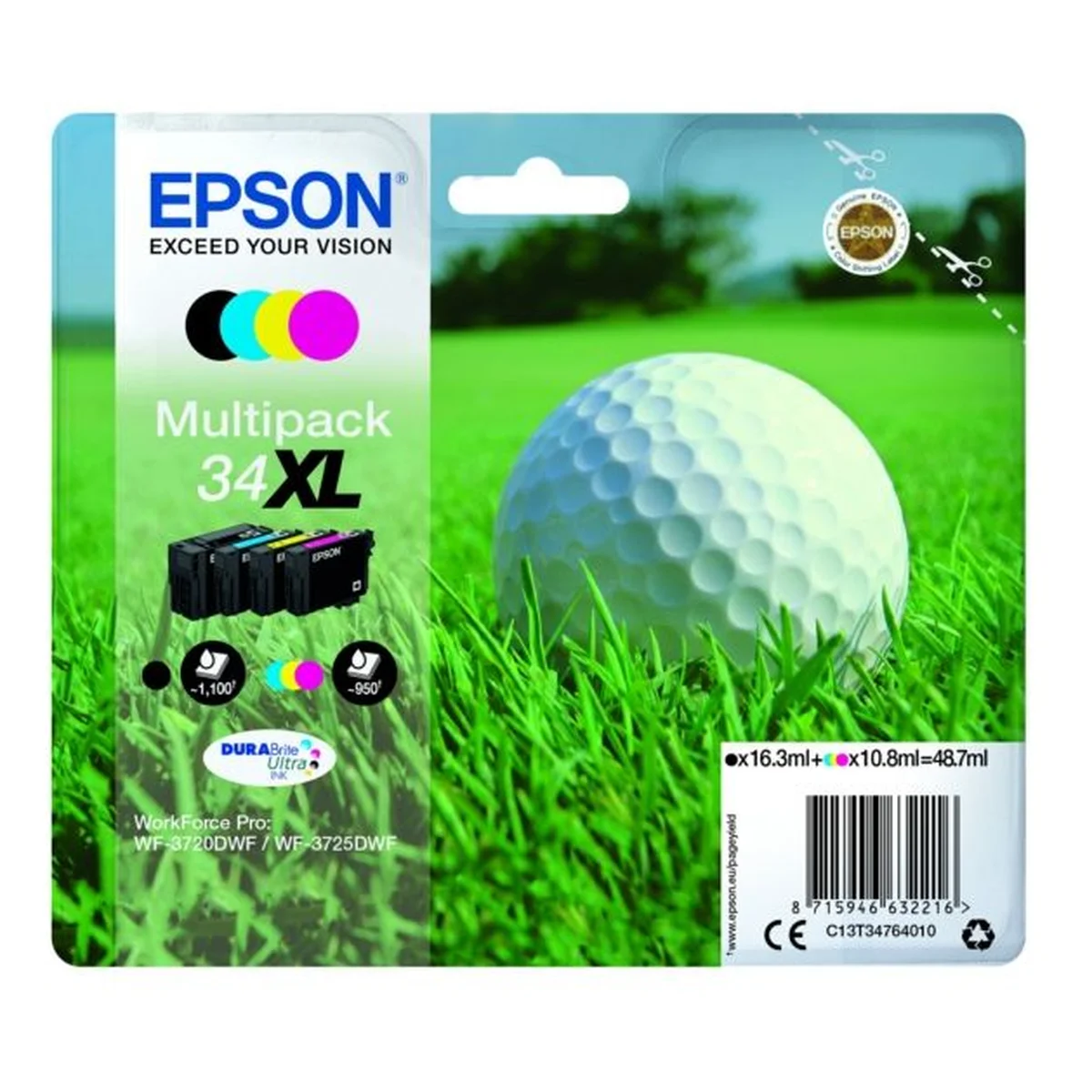 Druckerpatronen MultiPack Epson 34XL schwarz cyan magenta gelb 48,7 ml (C13T34764010)