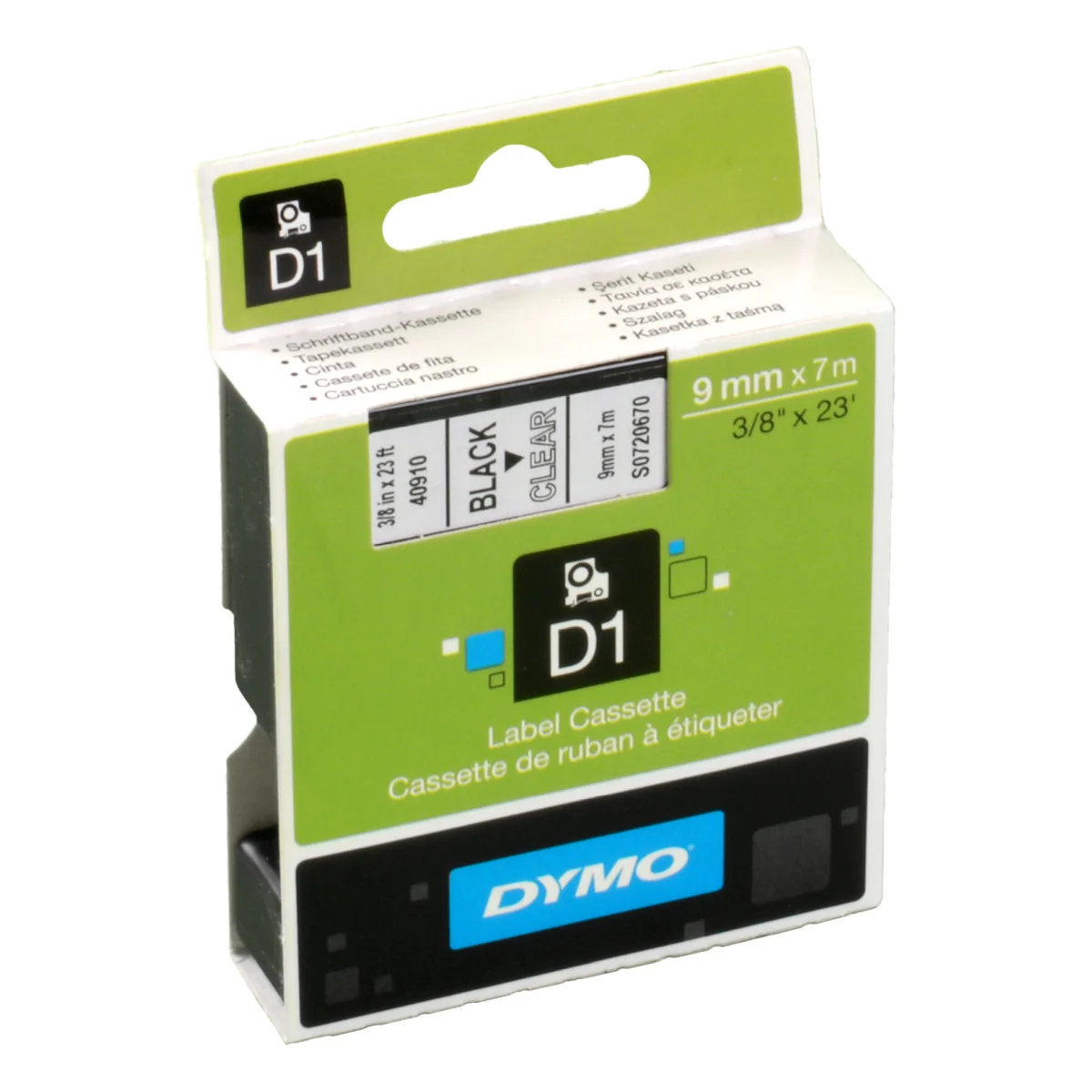 Dymo Label Band D1 40910 (S0720670) schwarz auf klar 9mm x 7m