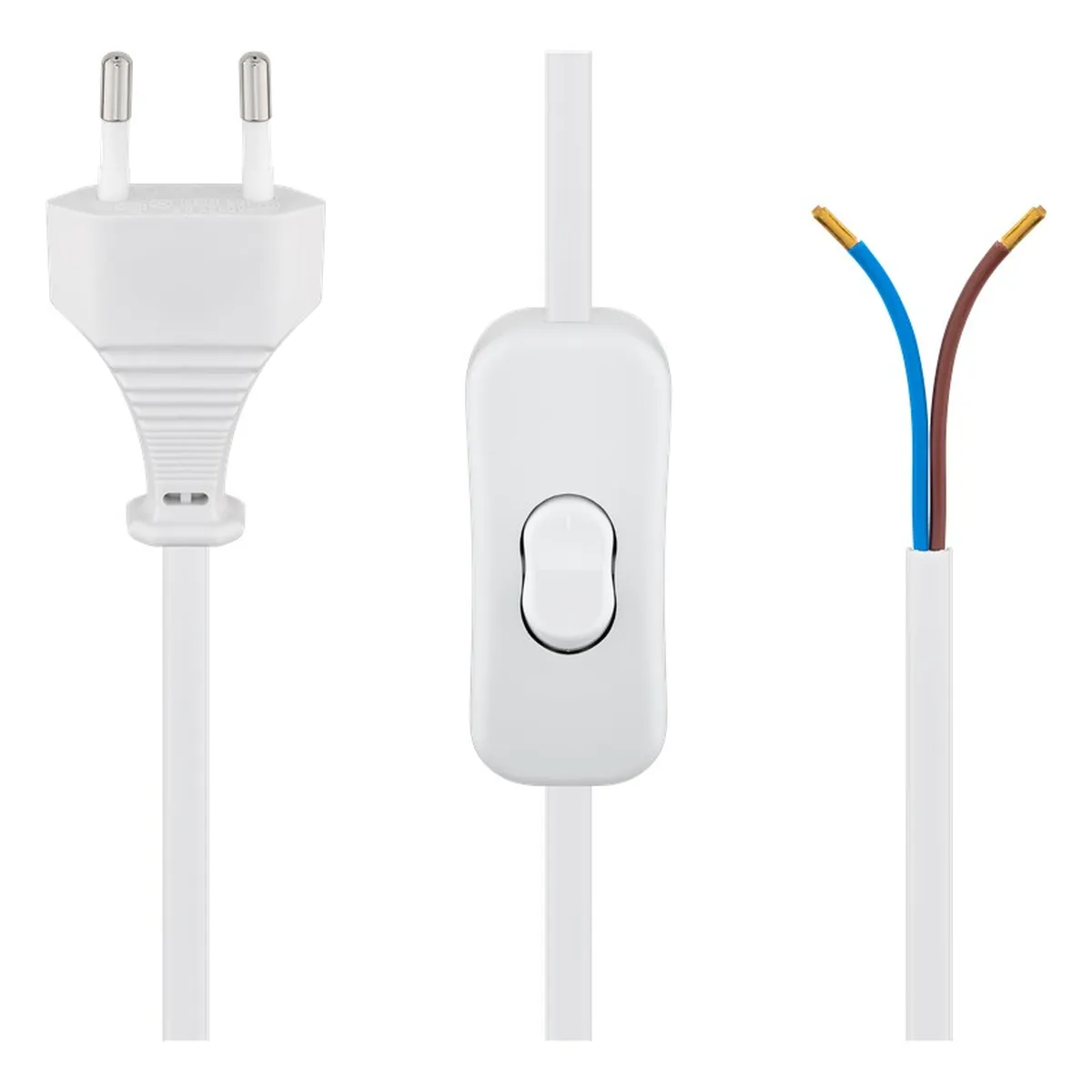 Goobay Euro Kabel zum Konfektionieren mit Schalter, 1,5 m weiß