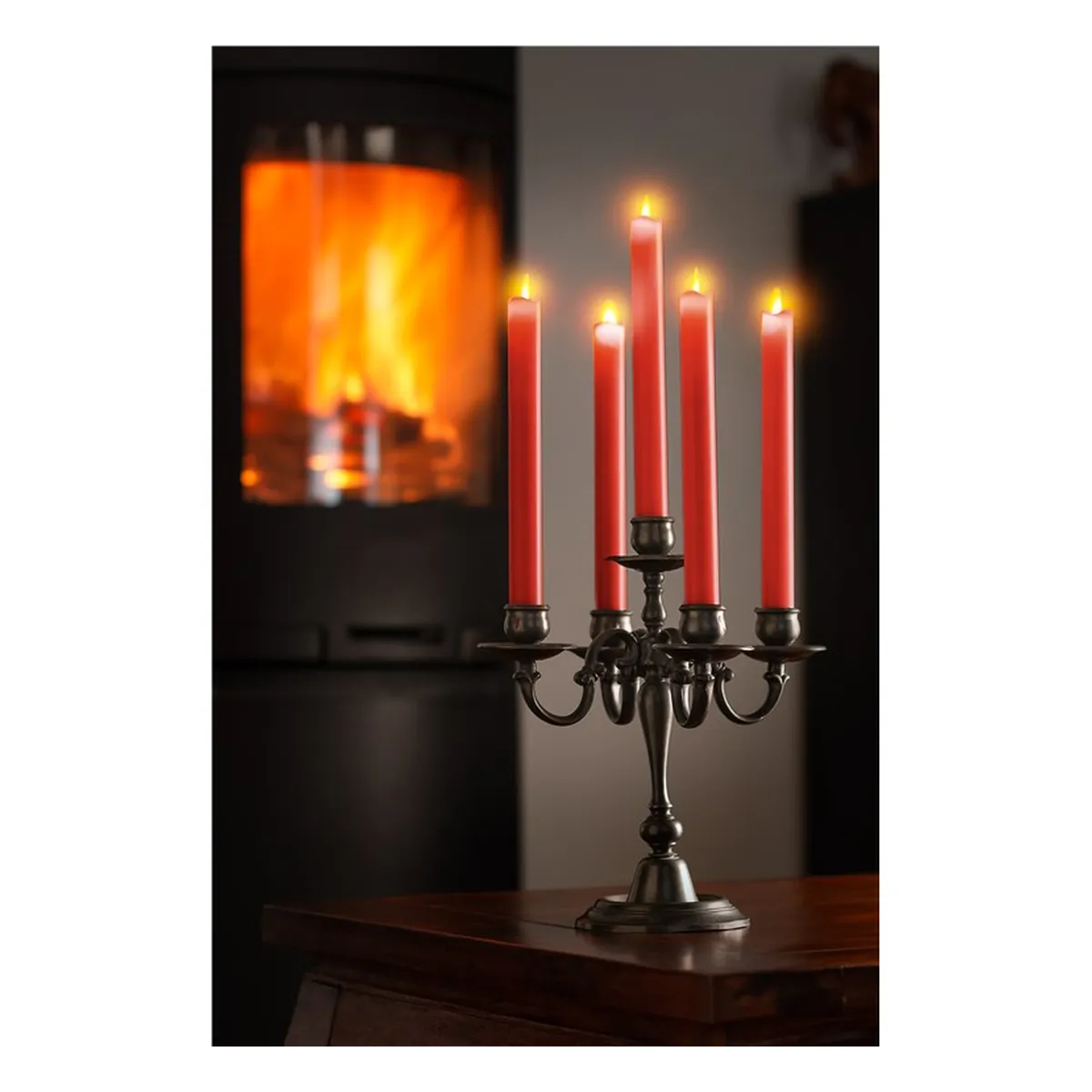 Goobay 5er-Set rote LED-Echtwachs-Stabkerzen, inkl. Fernbedienung