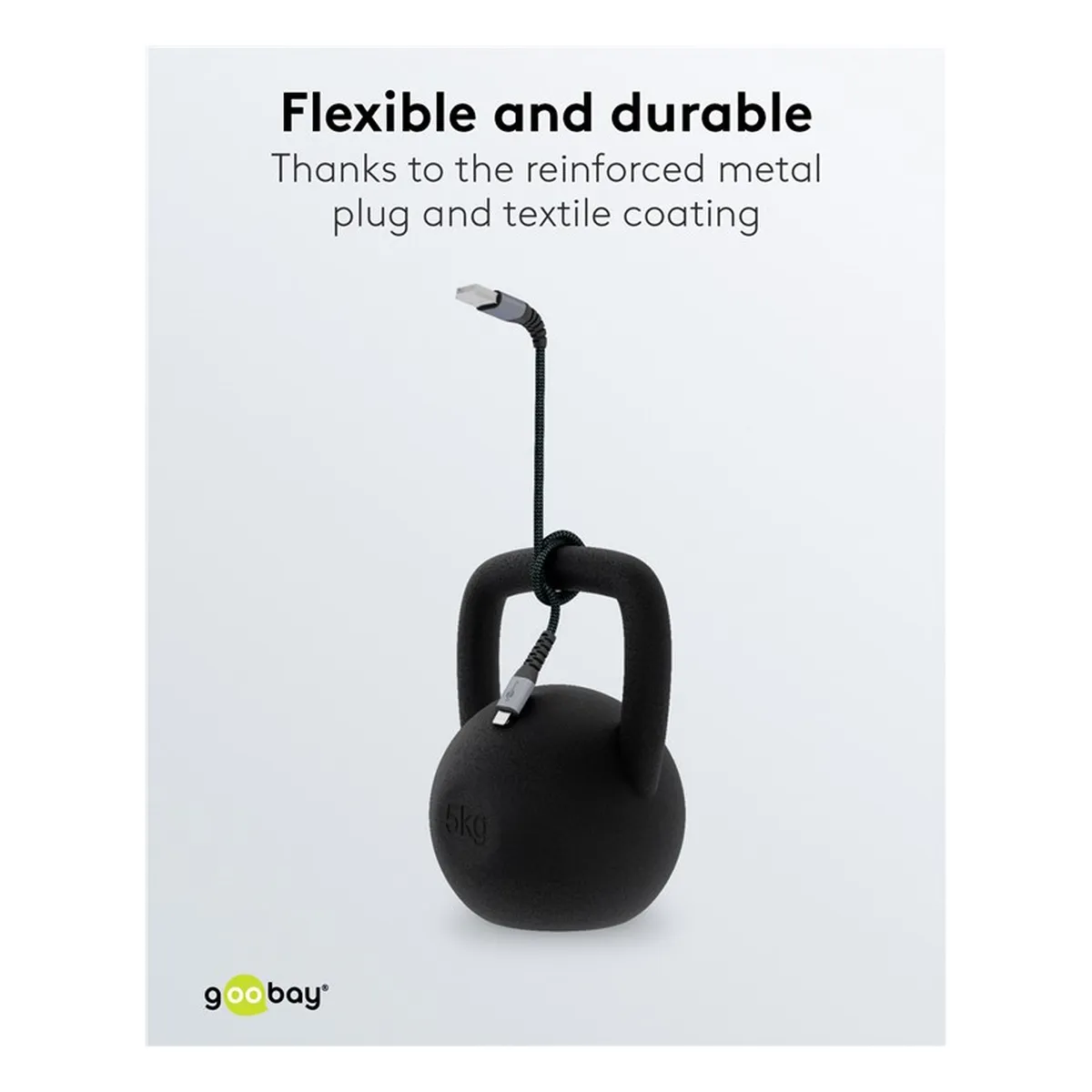 Goobay Lightning auf USB-A Textilkabel mit Metallsteckern (space grau/silber) 2 m