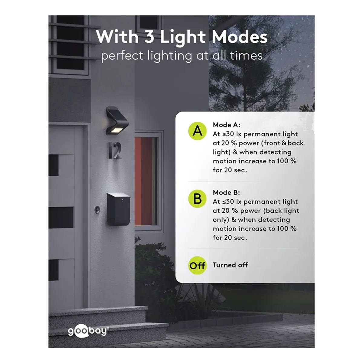 Goobay LED Solar-Wandleuchte mit Bewegungsmelder 3,2 W