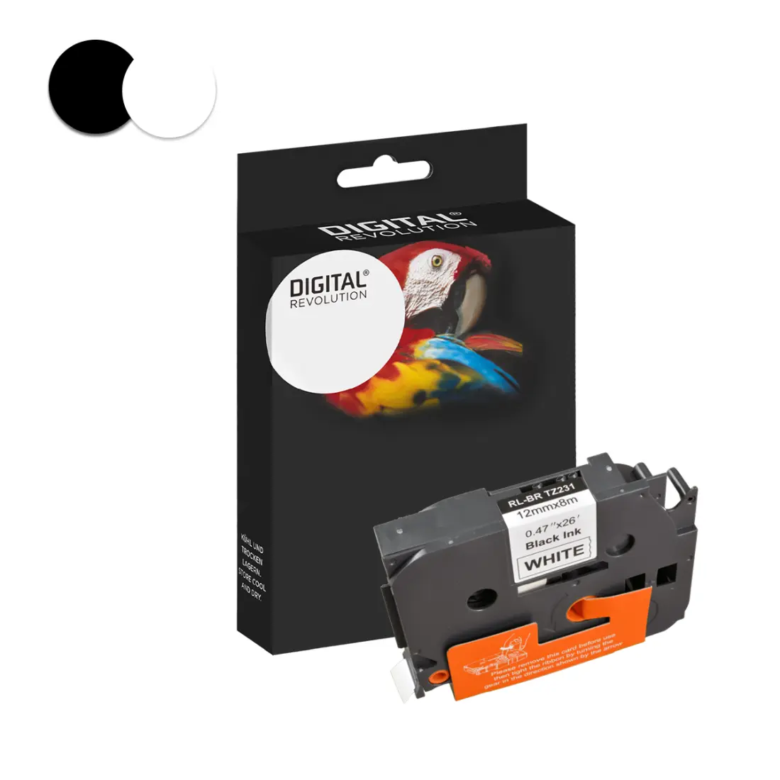 Brother TZe-231 Schriftband 12 mm – Schwarz auf Weiß