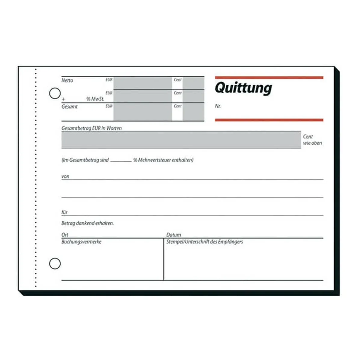 Sigel Quittungen mit Sicherheitsdruck - A6 quer, MP, 50 Blatt