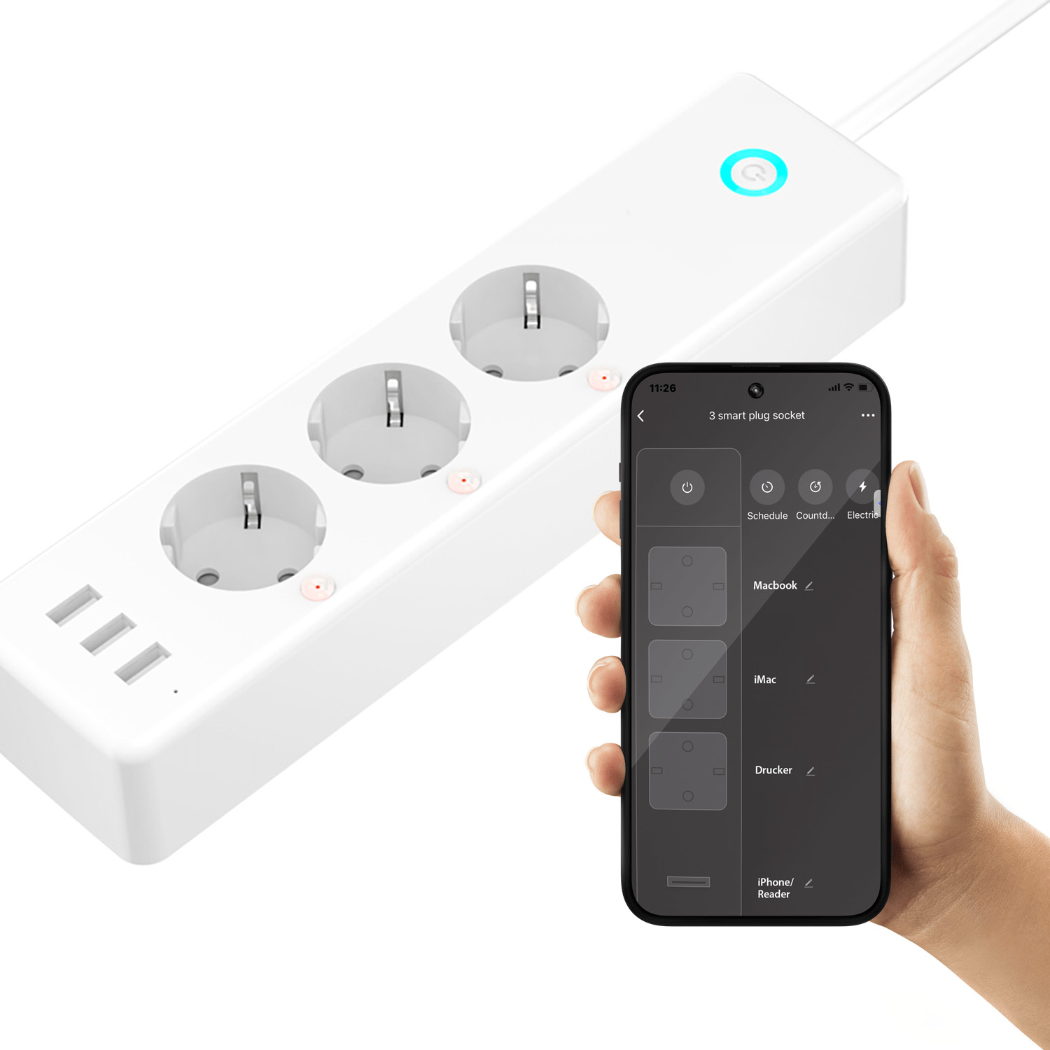 Smart Home Steckdosenleiste WLAN 3er