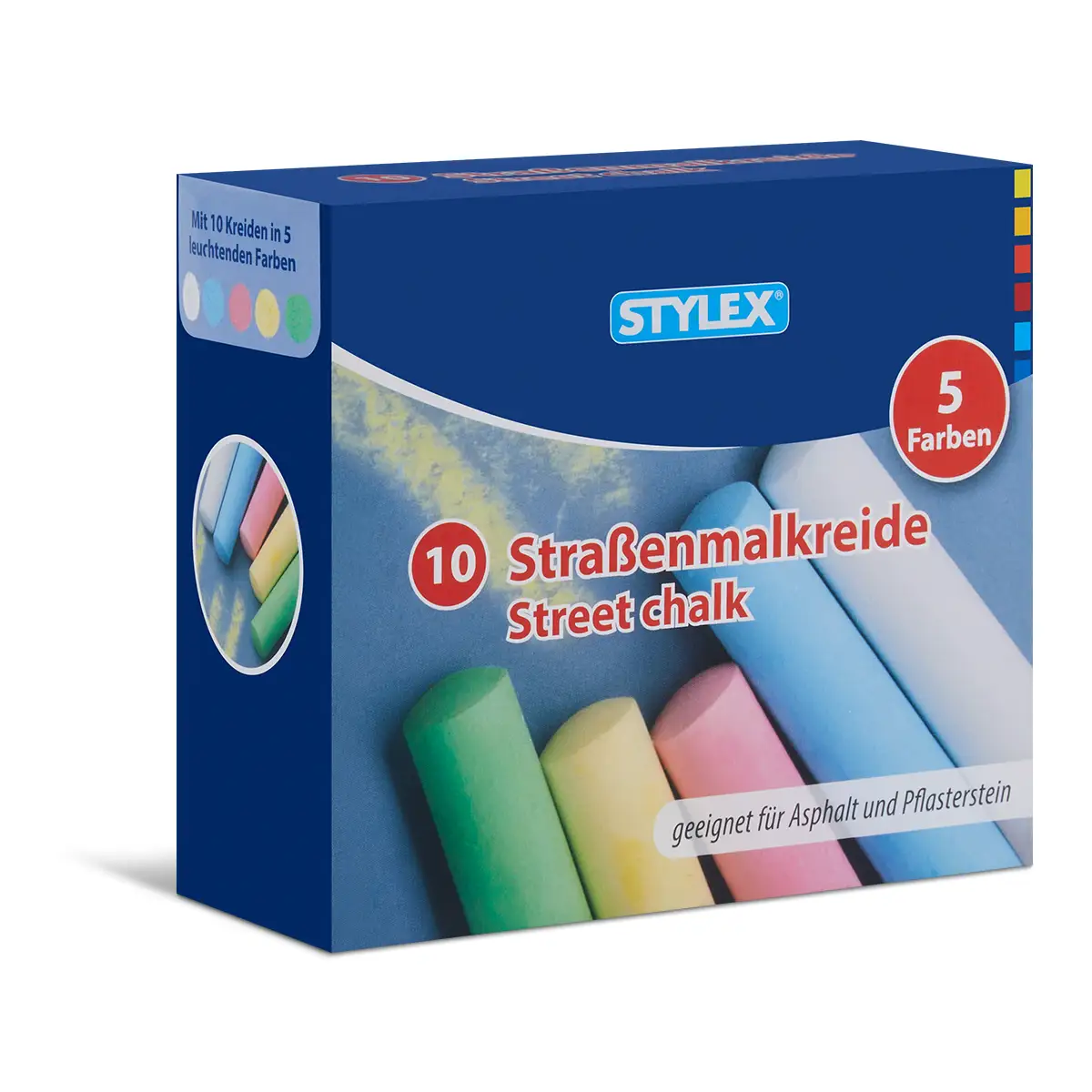 Straßenkreide, 10 Stangen farbig