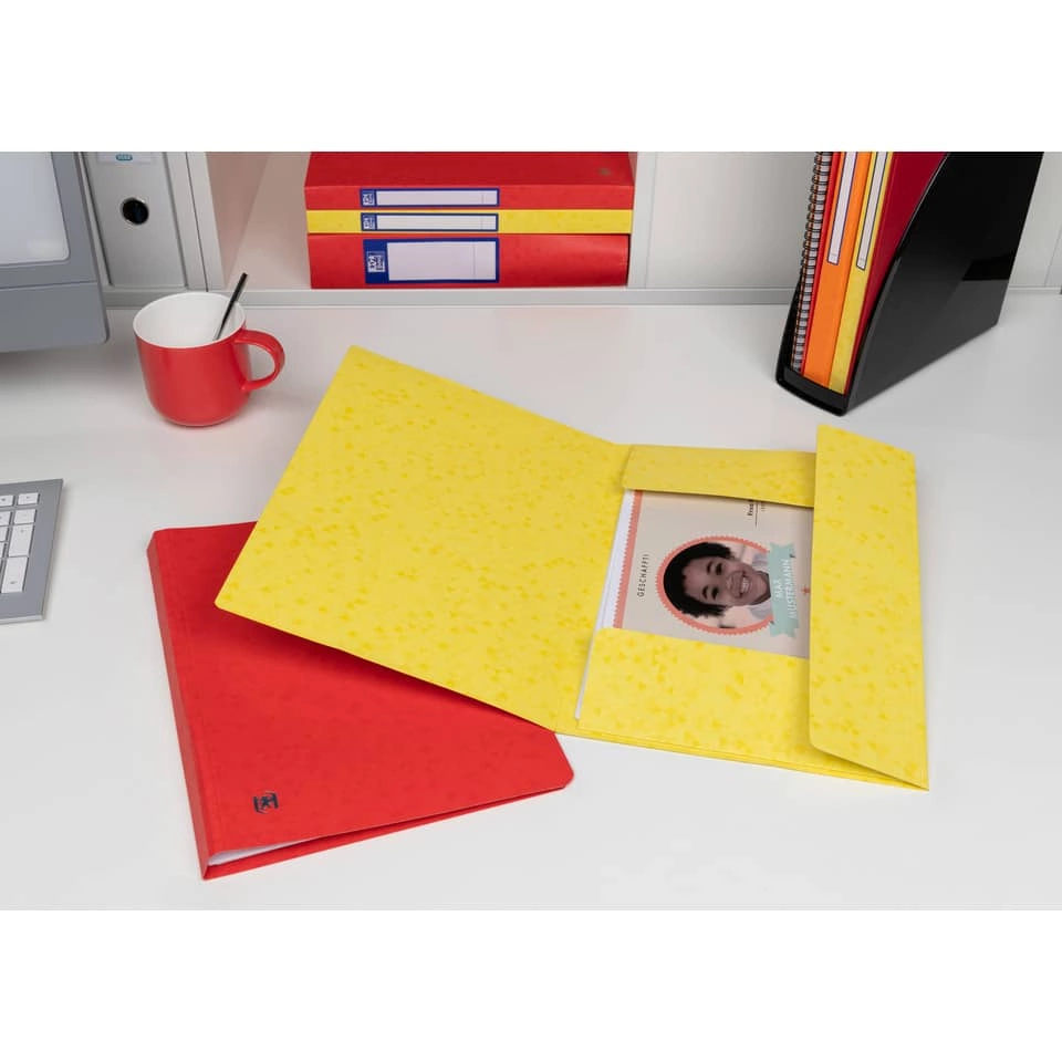 OXFORD Eckspannmappe TOP FILE+ - A4, 390 g/qm, Karton, Gummizug, gelb