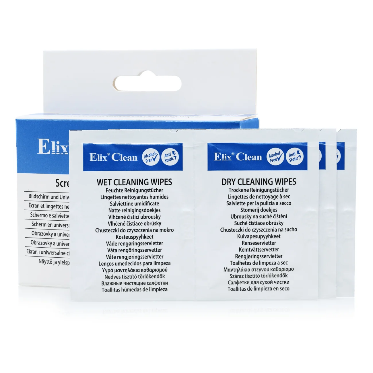 Elix Display Reinigungstuch Doppelsachet – Feucht/Trocken, 10 x 14 cm