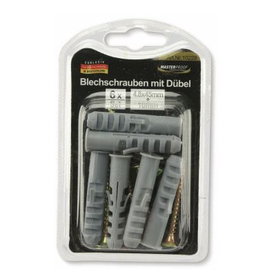 Masterproof Blechschrauben mit Dübel, 6 Stück