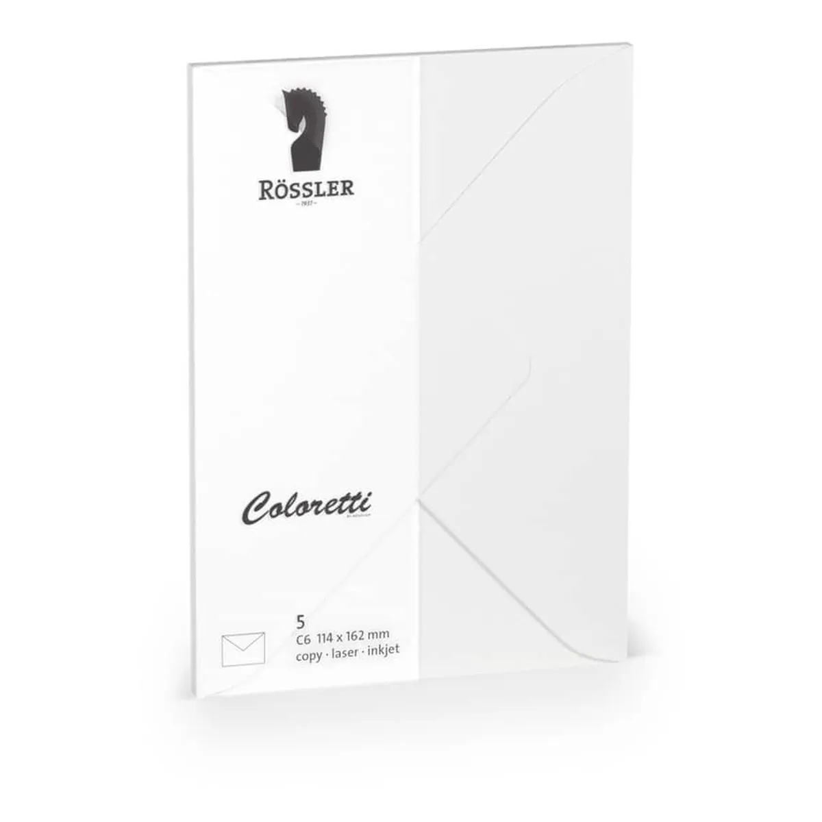 Rössler Papier Coloretti Briefumschläge - C6, 5 Stück, weiß