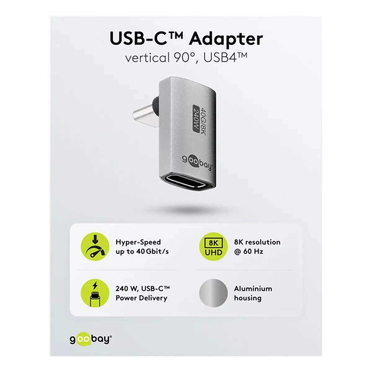 Goobay USB-C™-Adapter vertikal 90° lang, USB4™