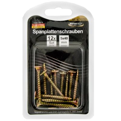 Masterproof Spanplattenschrauben 5x40mm, 12 Stück
