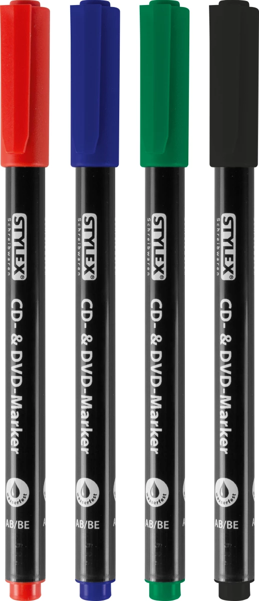 Stylex CD/DVD-Marker, 4 Stück, 4 Farben