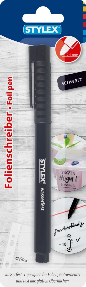 Stylex Folienschreiber, schwarz, wasserfest