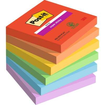 Haftnotizblock Playful - 76 x 76 mm, 6x 90 Blatt, sortiert
