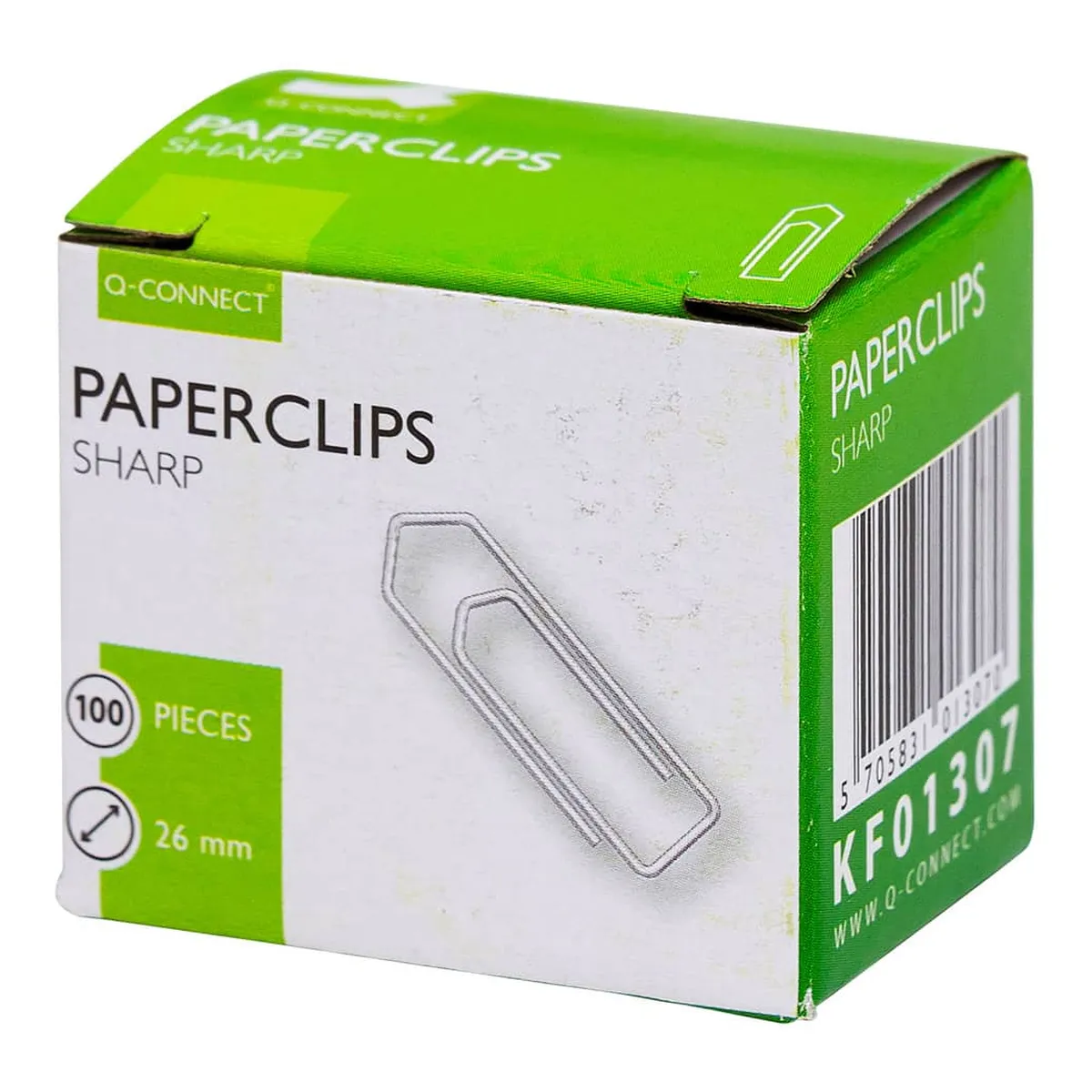 Q-Connect Briefklammer, Metall, 26 mm, verzinkt, Schachtel mit 100 Stück