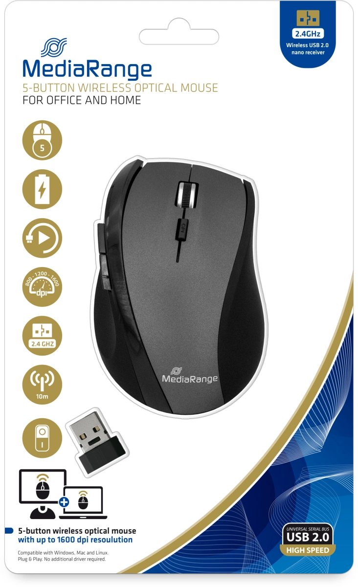 MediaRange Office & Home Maus kabellos schwarz