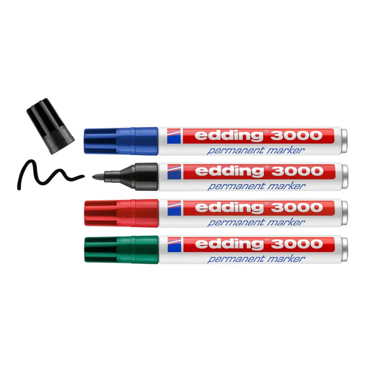 EDDING Permanentmarker - nachfüllbar, 1,5 - 3 mm, Etui mit 4 Farben