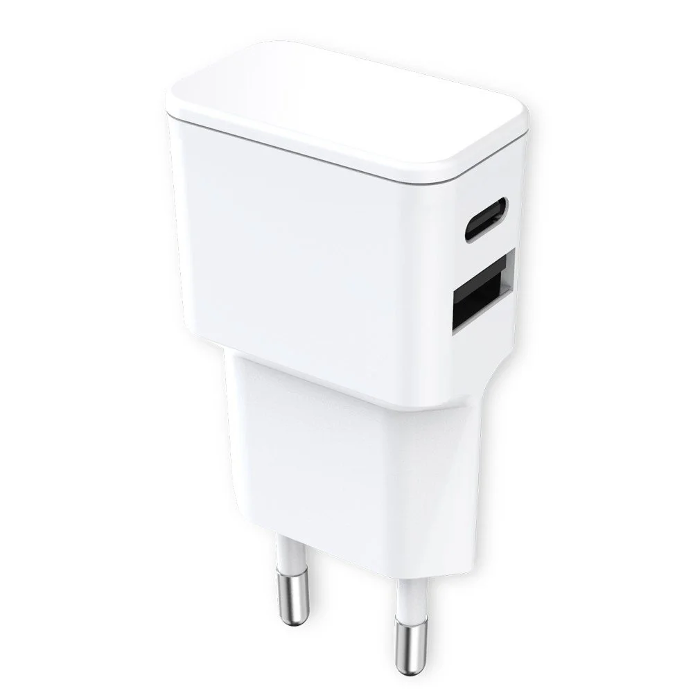 Fontastic Universal Netzteil Dubi, 1x USB-A + 1x Typ-C, 12W | 5V / 2.4A, kompaktes Design, weiß