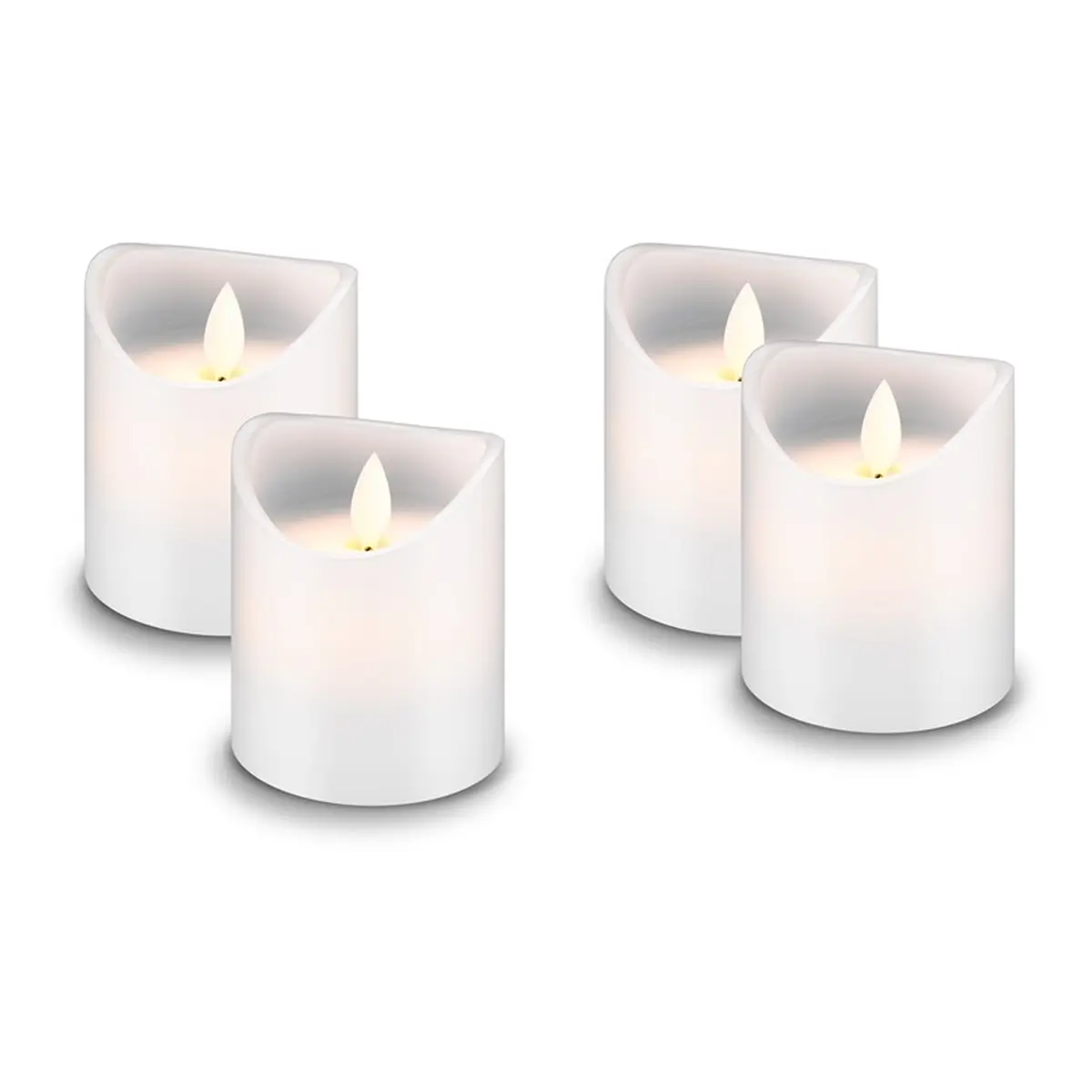 Goobay 4er-Set LED-Echtwachskerzen, weiß