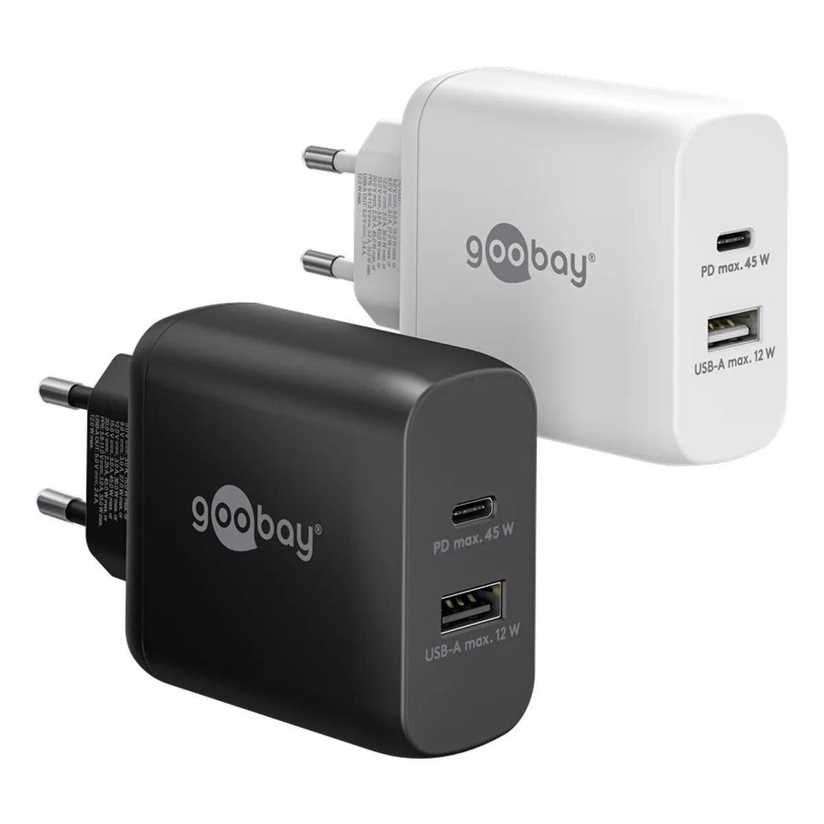 Goobay Dual-USB-Schnellladegerät PD/QC (45 W) schwarz