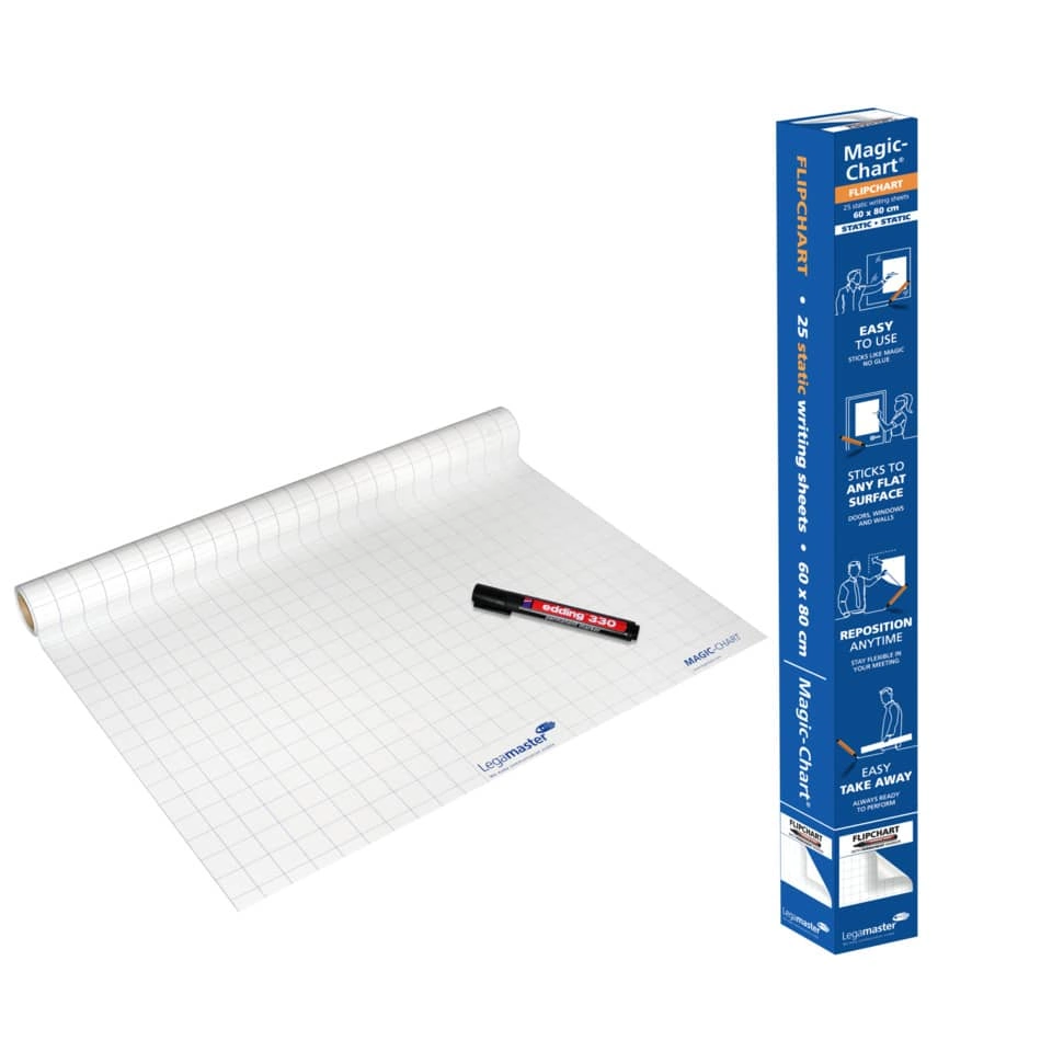 Legamaster Schreibfolie Magic-Chart flipchart - 60 x 80 cm, 25 Blatt, weiß, kariert
